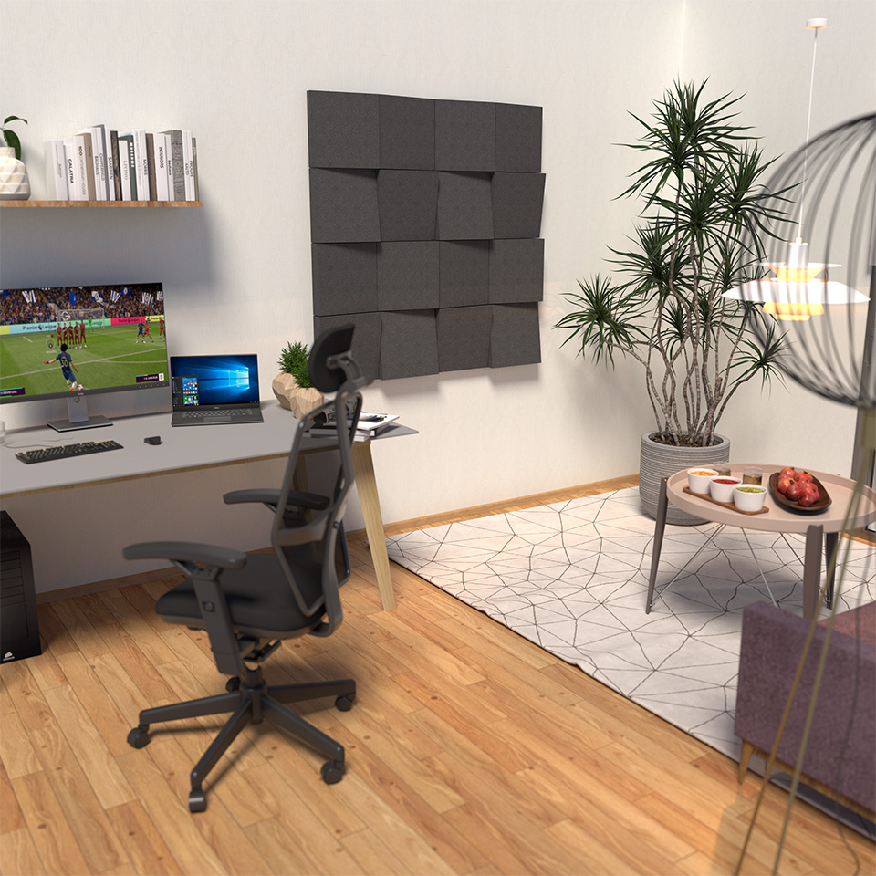Ein modernes Home Office mit Akustikoptimierung